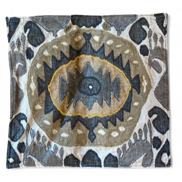 Pottery Barn Chiara Ikat Gray Crewel Embroidered Pillow Sham Set 20 x 20 - Picture 9 of 10